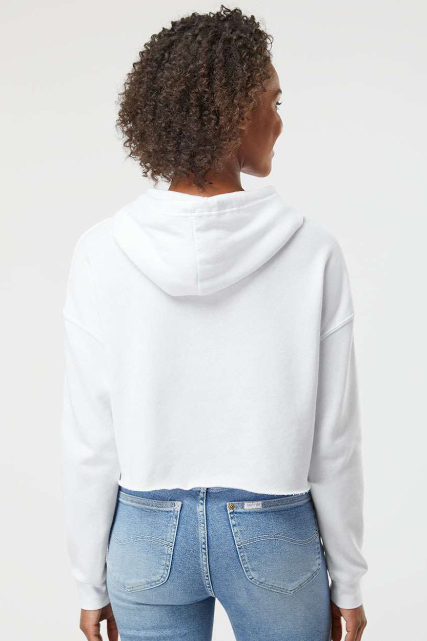 Independent Trading Company AFX64CRP Womens Crop Hooded Sweatshirt Hoodie White Model Back