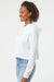Independent Trading Company AFX64CRP Womens Crop Hooded Sweatshirt Hoodie White Model Side