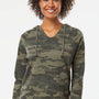 Independent Trading Company Womens California Wave Wash Hooded Sweatshirt Hoodie - Heather Forest Green Camo