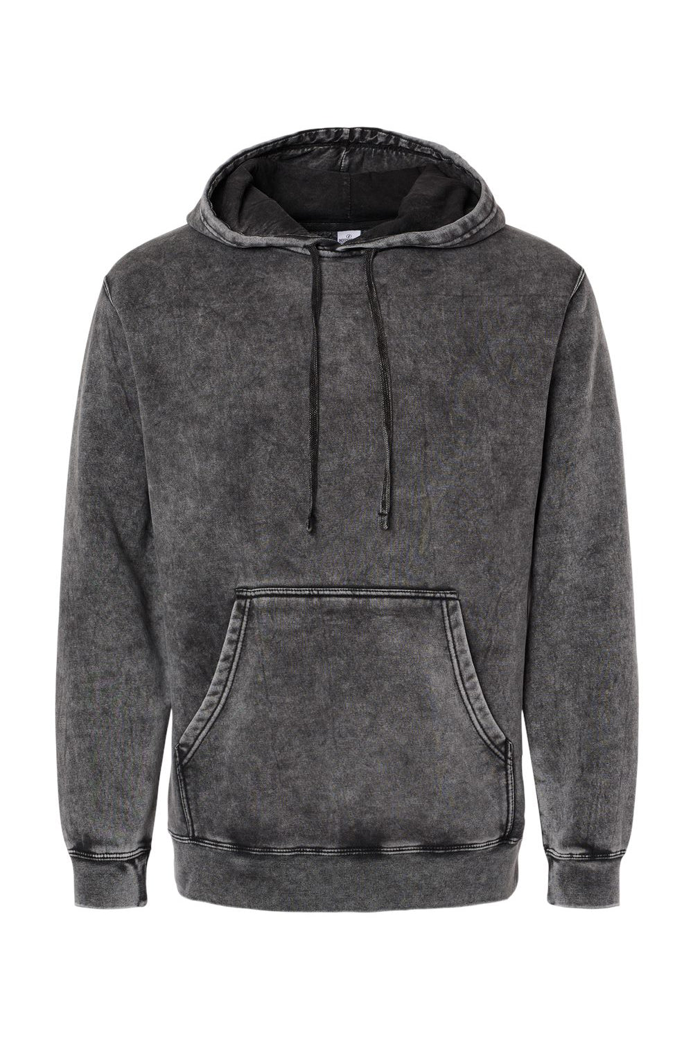 Independent Trading Company PRM4500MW Mens Mineral Wash Hooded Sweatshirt Hoodie w/ Pouch Pocket Black Flat Front