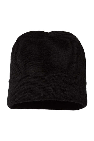 Cap America Hats TKN24 Unisex USA Made Cuffed Knit Beanie Black Flat Front