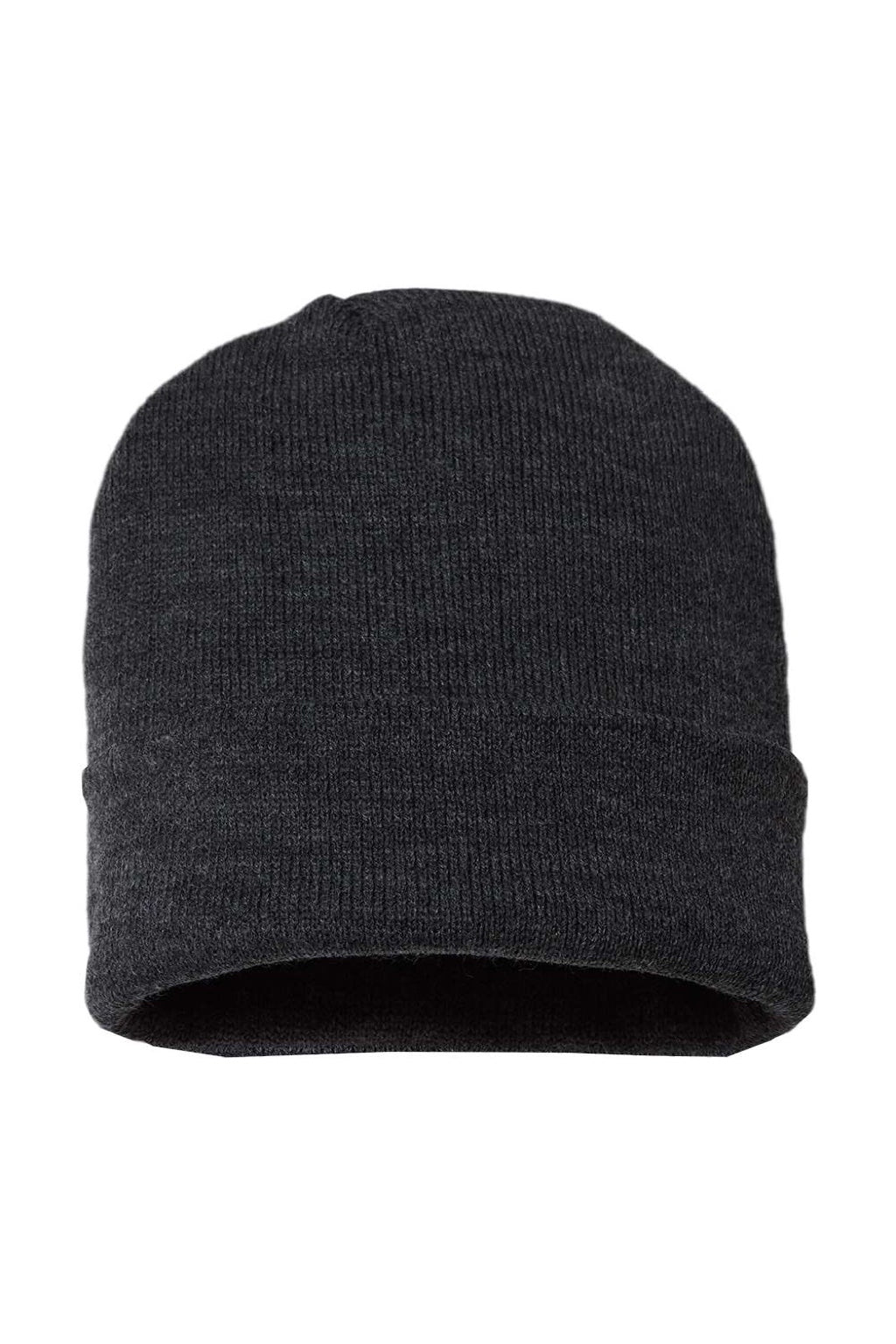 Cap America Hats TKN24 Unisex USA Made Cuffed Knit Beanie Heather Dark Grey Flat Front