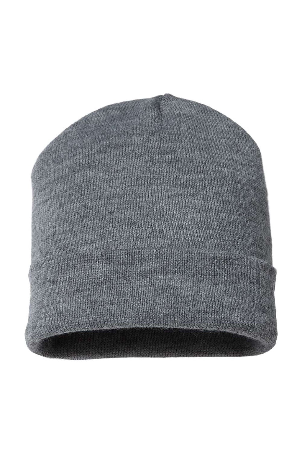 Cap America Hats TKN24 Unisex USA Made Cuffed Knit Beanie Heather Grey Flat Front