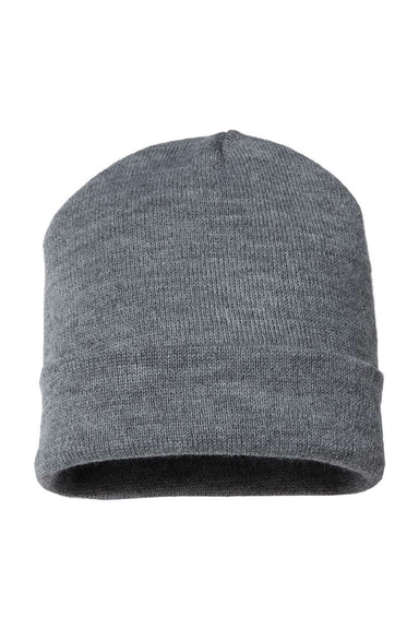 Cap America Hats TKN24 Unisex USA Made Cuffed Knit Beanie Heather Grey Flat Front