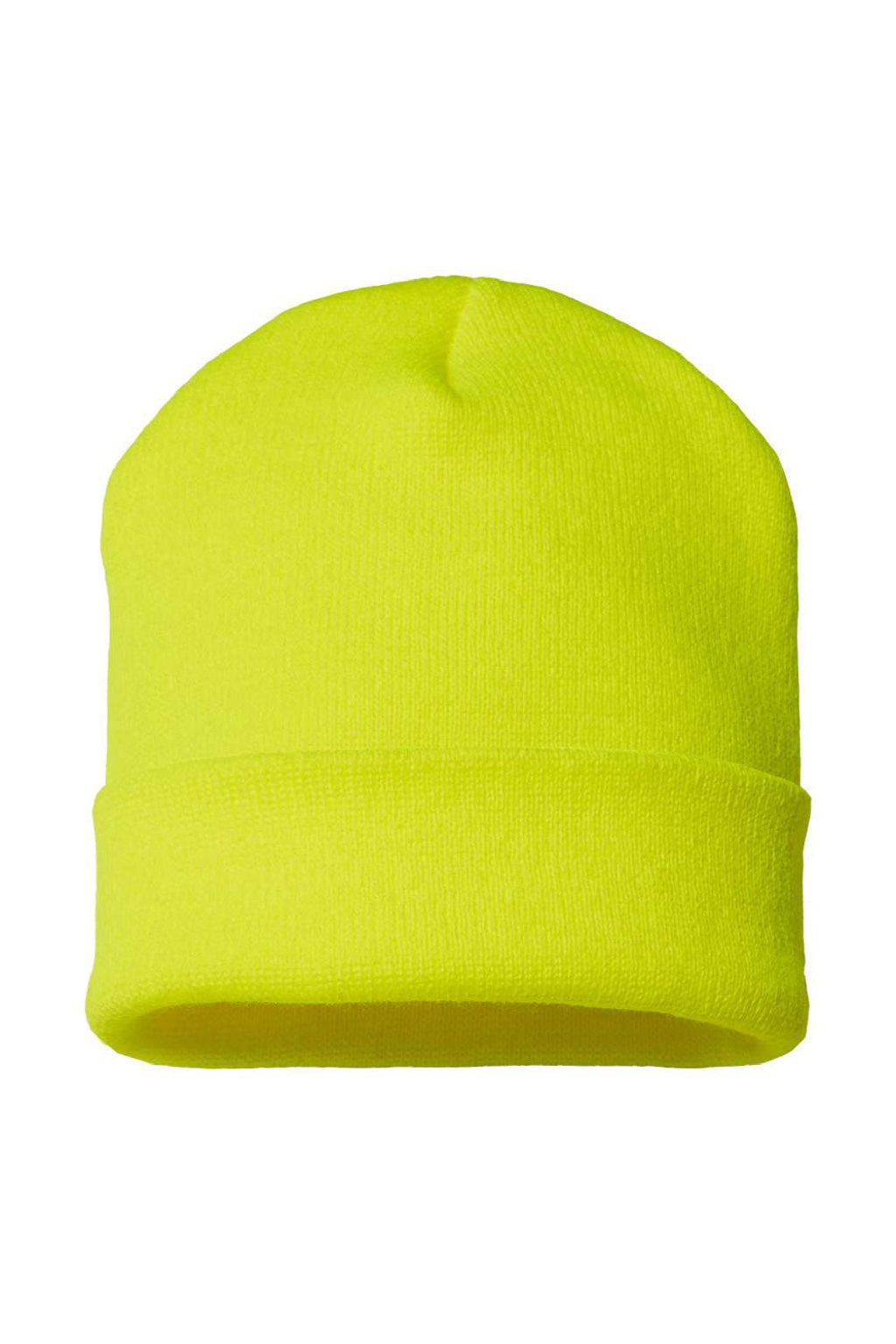Cap America Hats TKN24 Unisex USA Made Cuffed Knit Beanie Neon Yellow Flat Front
