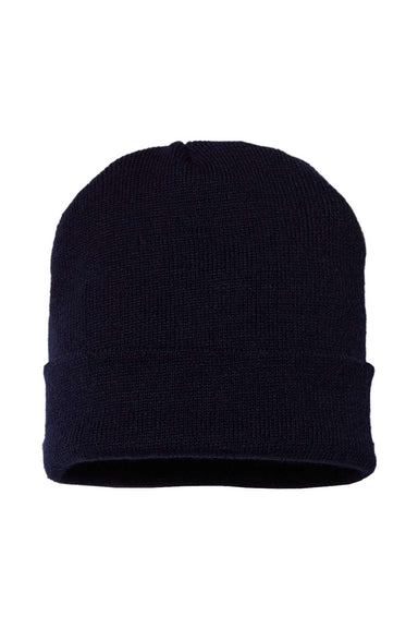 Cap America Hats TKN24 Unisex USA Made Cuffed Knit Beanie True Navy Blue Flat Front