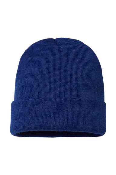 Cap America Hats TKN24 Unisex USA Made Cuffed Knit Beanie True Royal Blue Flat Front