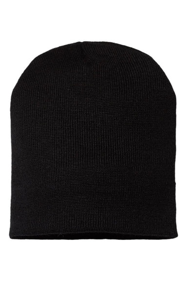 Cap America Hats TKN28 Unisex USA Made Cuffed Knit Beanie Black Flat Front