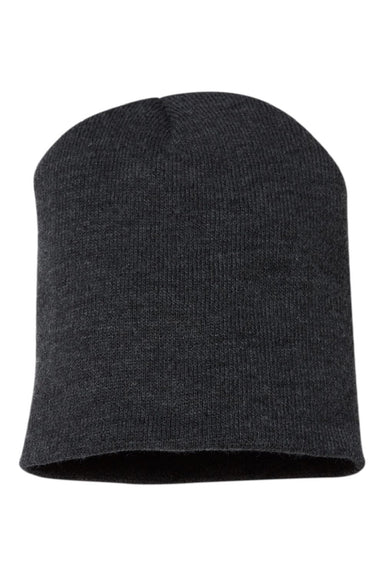 Cap America Hats TKN28 Unisex USA Made Cuffed Knit Beanie Heather Dark Grey Flat Front