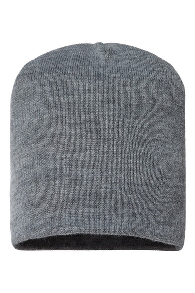 Cap America Hats TKN28 Unisex USA Made Cuffed Knit Beanie Heather Grey Flat Front