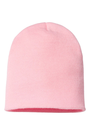 Cap America Hats TKN28 Unisex USA Made Cuffed Knit Beanie Pink Flat Front