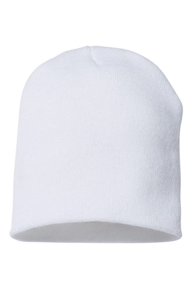Cap America Hats TKN28 Unisex USA Made Cuffed Knit Beanie White Flat Front