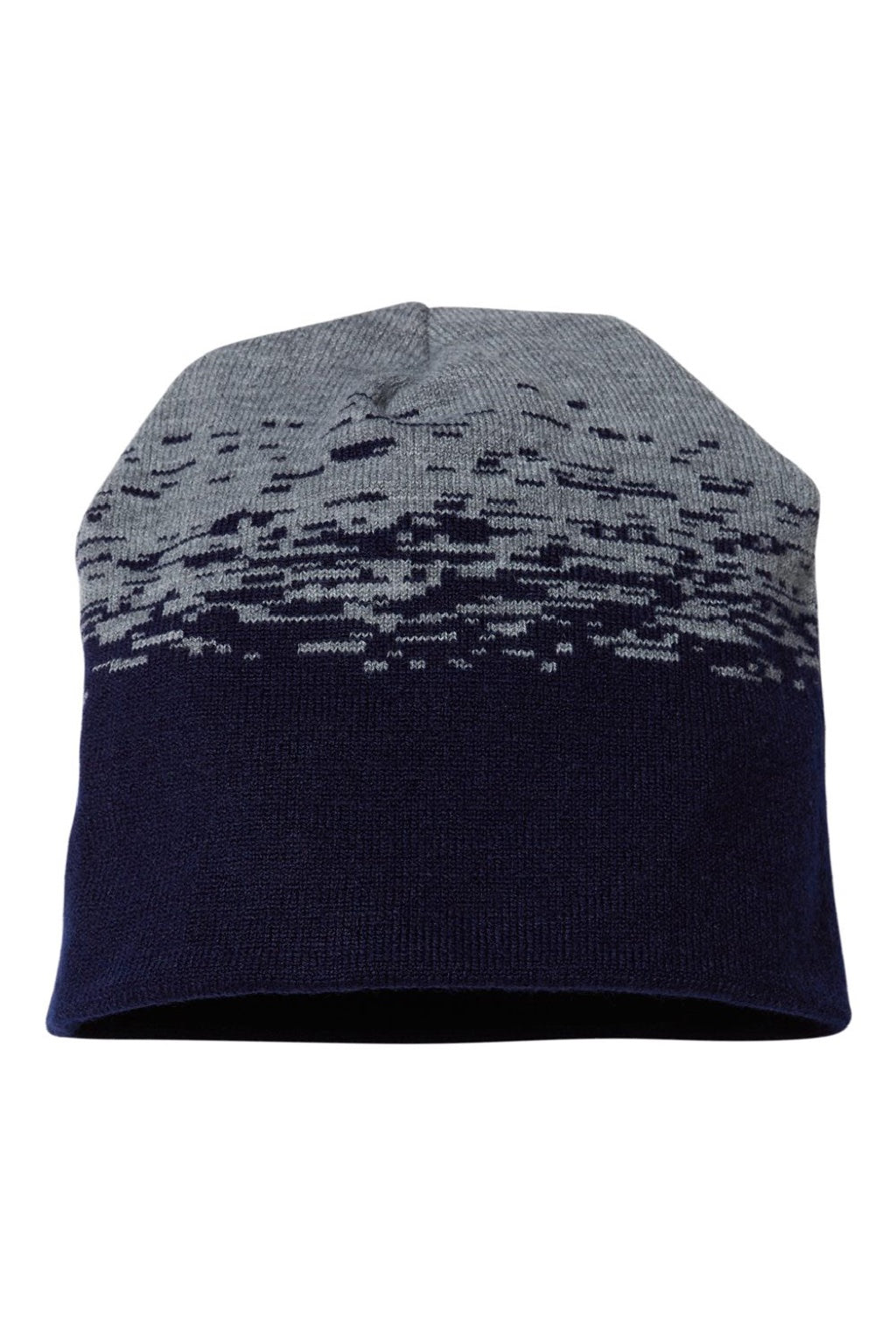 Cap America Hats RKS9 Unisex USA Made Static Beanie True Navy Blue/Heather Grey Flat Front