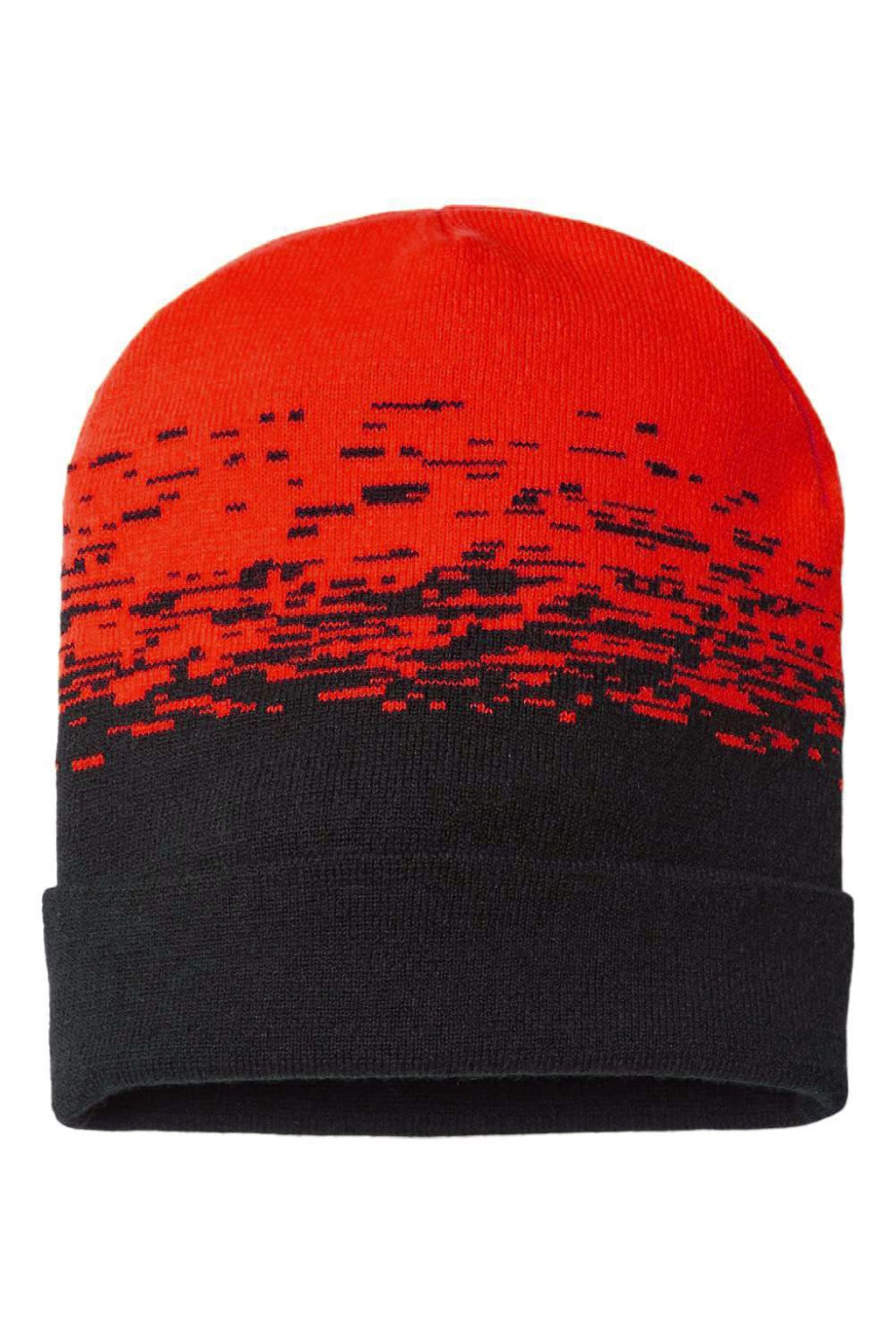 Cap America Hats RKS12 Unisex USA Made Static Cuffed Beanie Black/True Red Flat Front