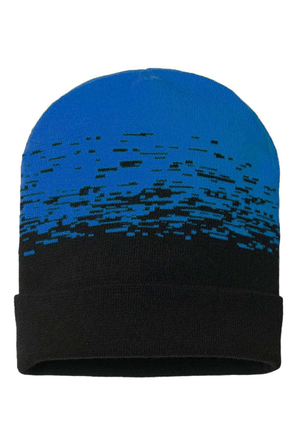 Cap America Hats RKS12 Unisex USA Made Static Cuffed Beanie Black/True Royal Blue Flat Front