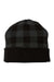 Cap America Hats RKP12 Unisex USA Made Plaid Beanie Black/Dark Heather Grey Flat Front