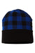 Cap America Hats RKP12 Unisex USA Made Plaid Beanie Black/True Royal Blue Flat Front