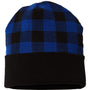 Cap America Hats Unisex USA Made Plaid Beanie - Black/True Royal Blue - Closeout