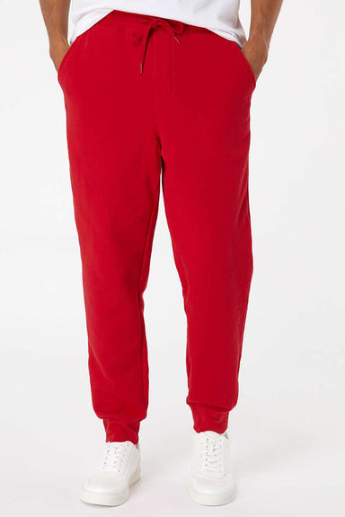 Independent Trading Company IND20PNT Mens Fleece Sweatpants w/ Pockets Red Model Front