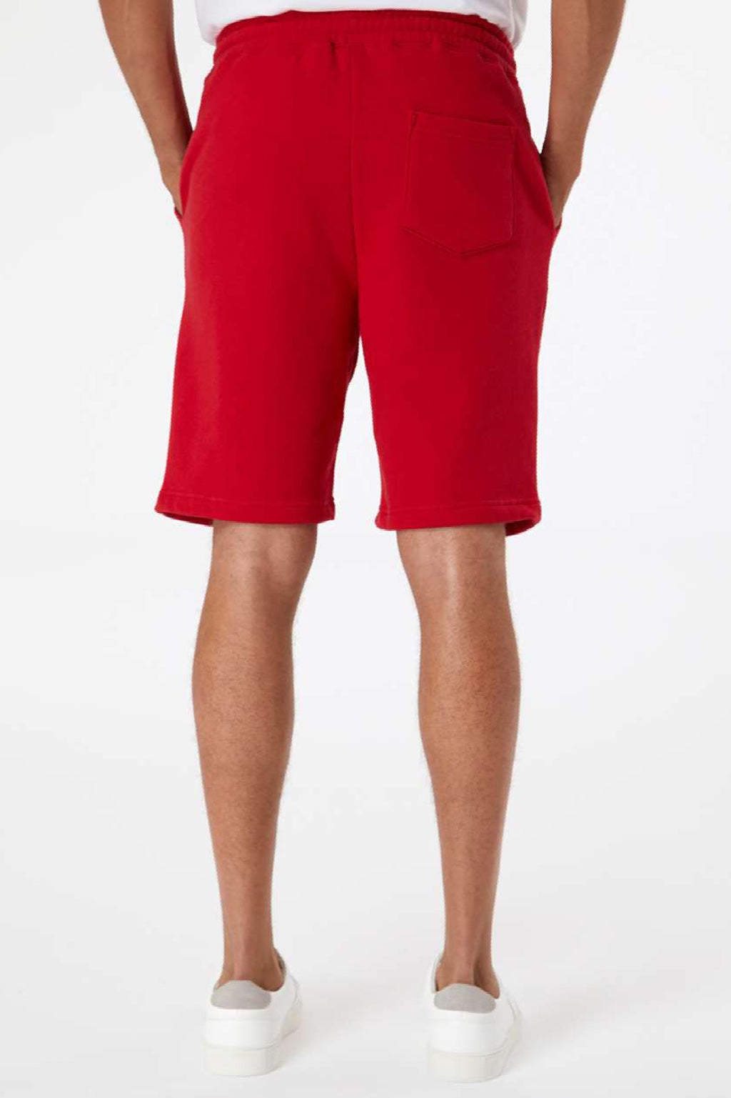 Independent Trading Company IND20SRT Mens Fleece Shorts w/ Pockets Red Model Back