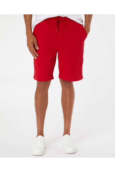 Independent Trading Co. IND20SRT Mens Fleece Shorts w/ Pockets Red Model Front