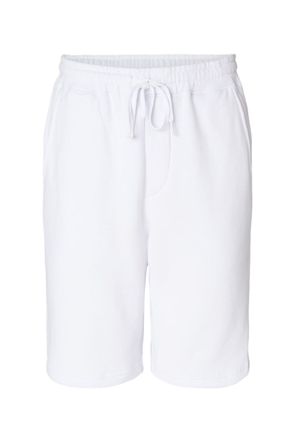 Independent Trading Company IND20SRT Mens Fleece Shorts w/ Pockets White Flat Front