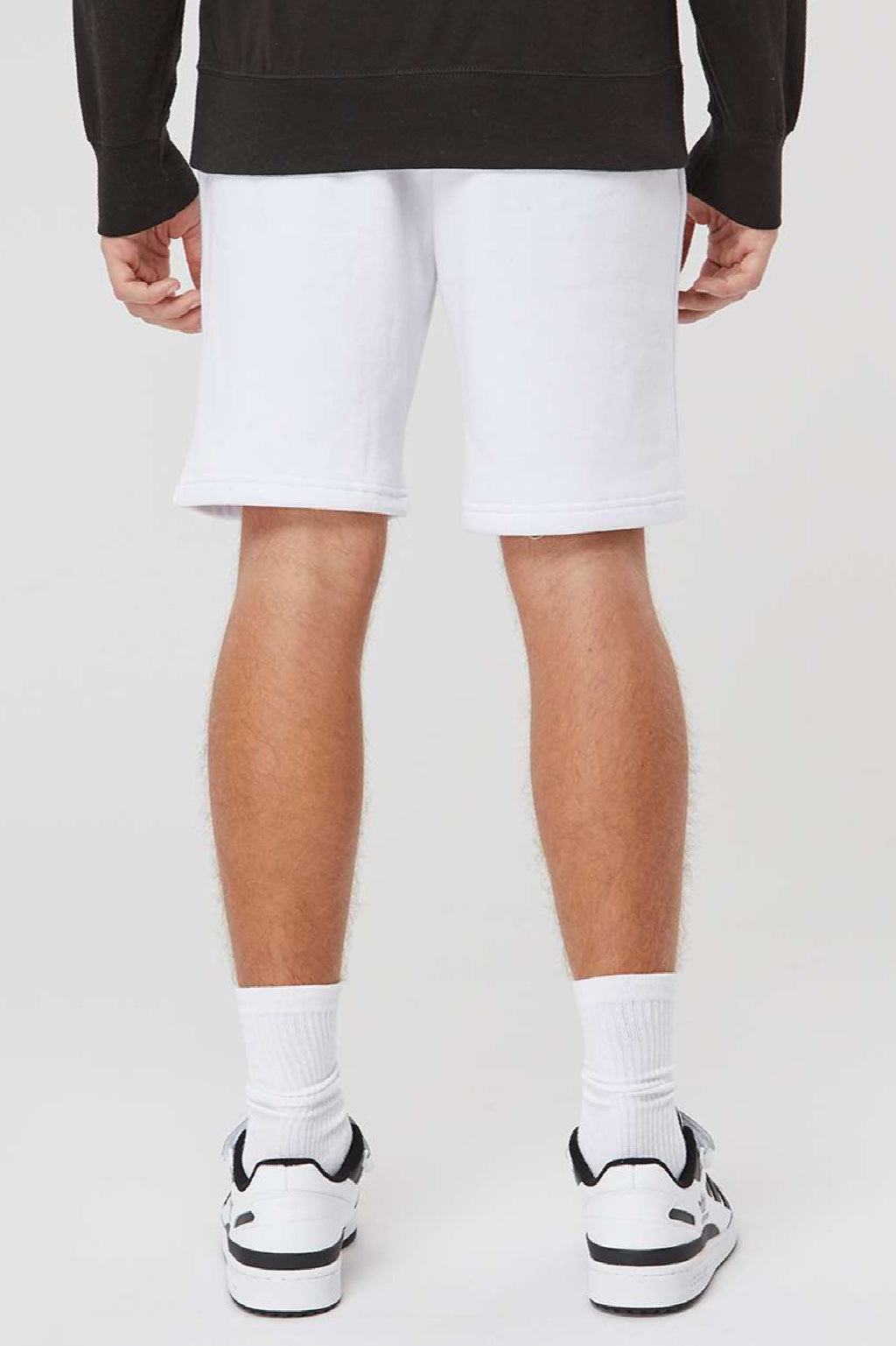 Independent Trading Company IND20SRT Mens Fleece Shorts w/ Pockets White Model Back