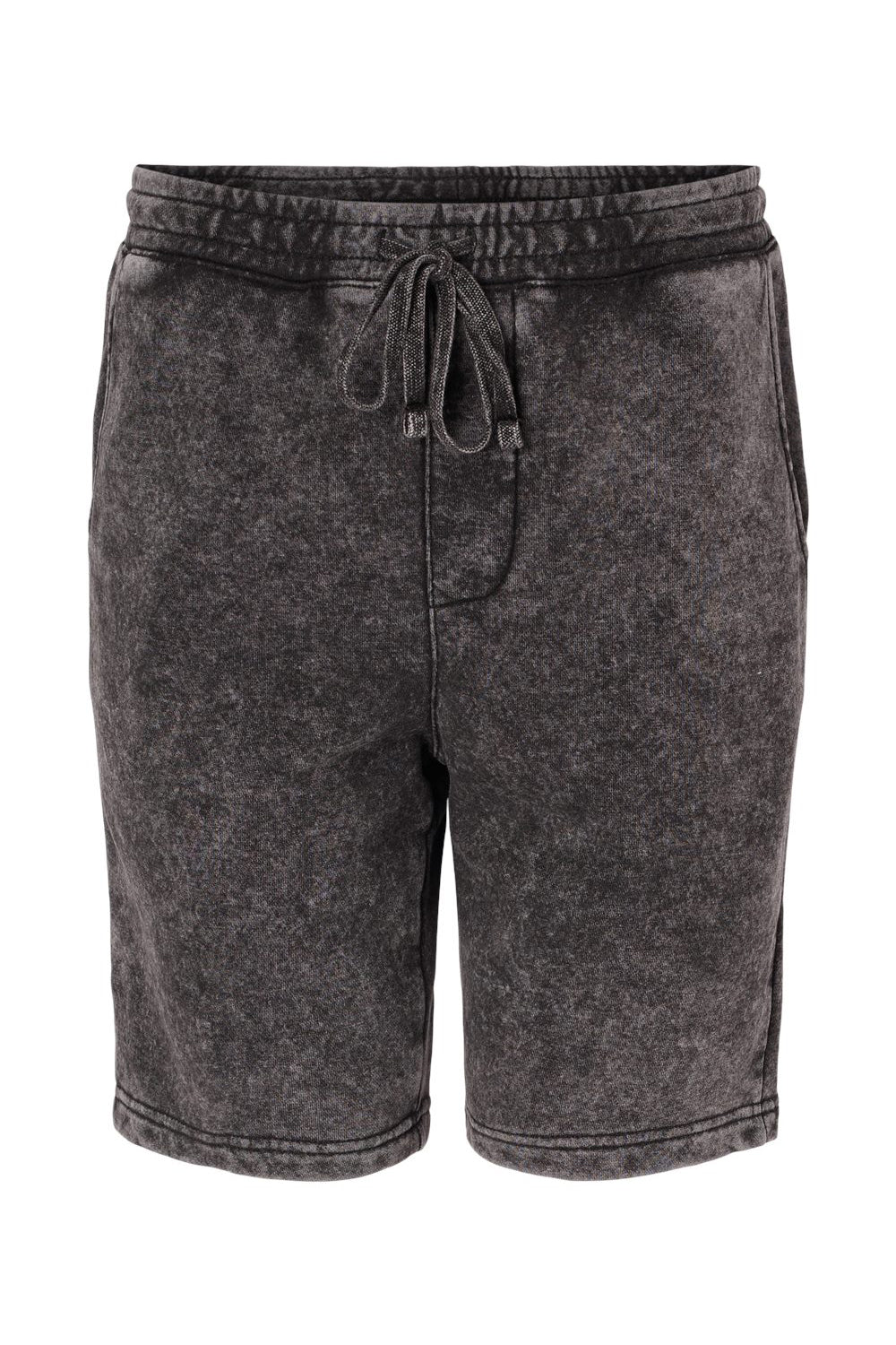 Independent Trading Co. PRM50STMW Mens Mineral Wash Fleece Shorts w/ Pockets Black Flat Front