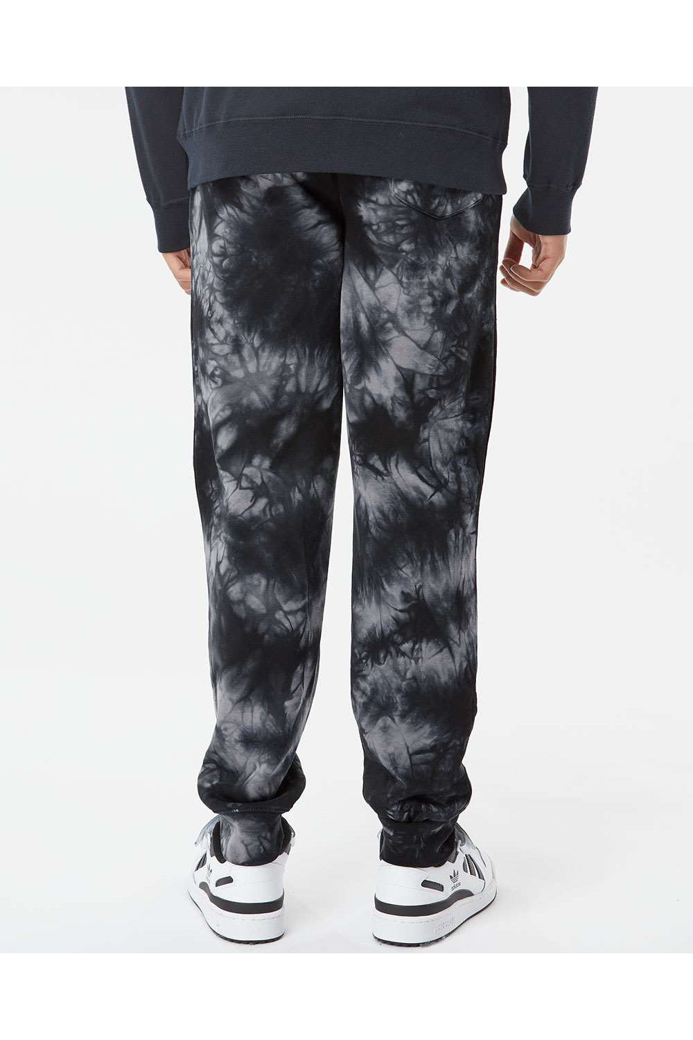 Independent Trading Co. PRM50PTTD Mens Tie-Dye Fleece Sweatpants w/ Pockets Black Model Back
