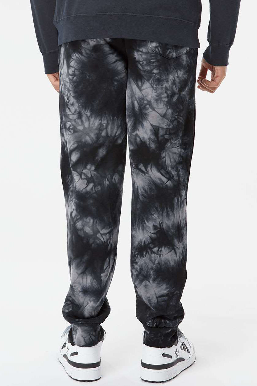 Independent Trading Company PRM50PTTD Mens Tie-Dye Fleece Sweatpants w/ Pockets Black Model Back