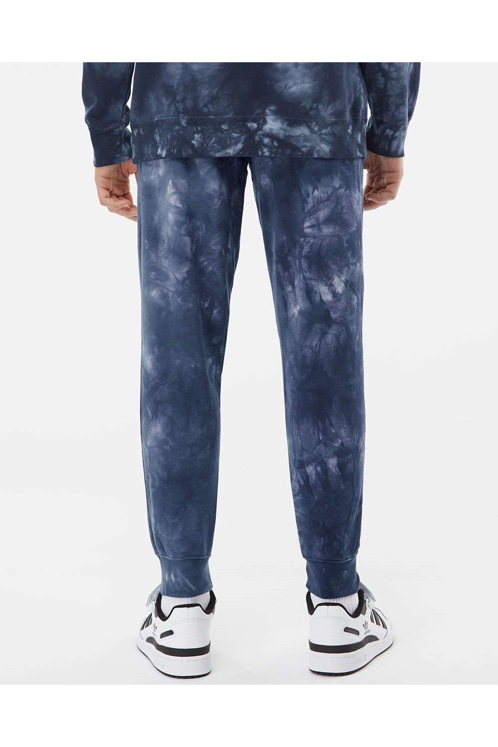 Independent Trading Co. PRM50PTTD Mens Tie-Dye Fleece Sweatpants w/ Pockets Navy Blue Model Back