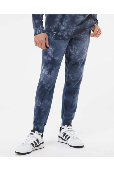 Independent Trading Co. PRM50PTTD Mens Tie-Dye Fleece Sweatpants w/ Pockets Navy Blue Model Front