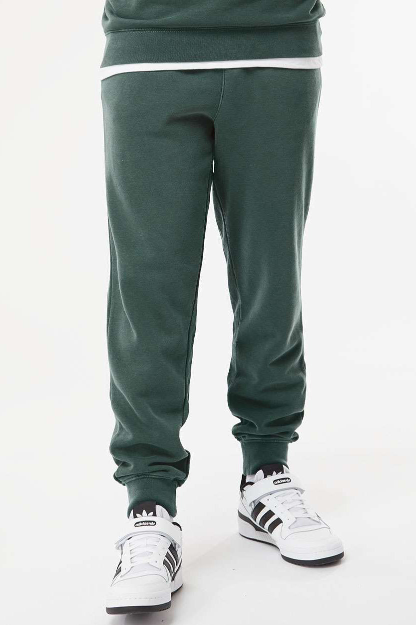 Independent Trading Company PRM50PTPD Mens Pigment Dyed Fleece Sweatpants w/ Pockets Alpine Green Model Front