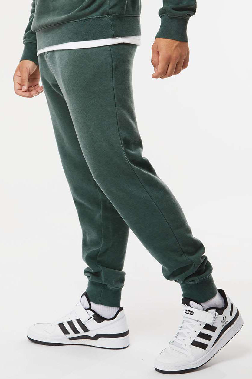 Independent Trading Company PRM50PTPD Mens Pigment Dyed Fleece Sweatpants w/ Pockets Alpine Green Model Side