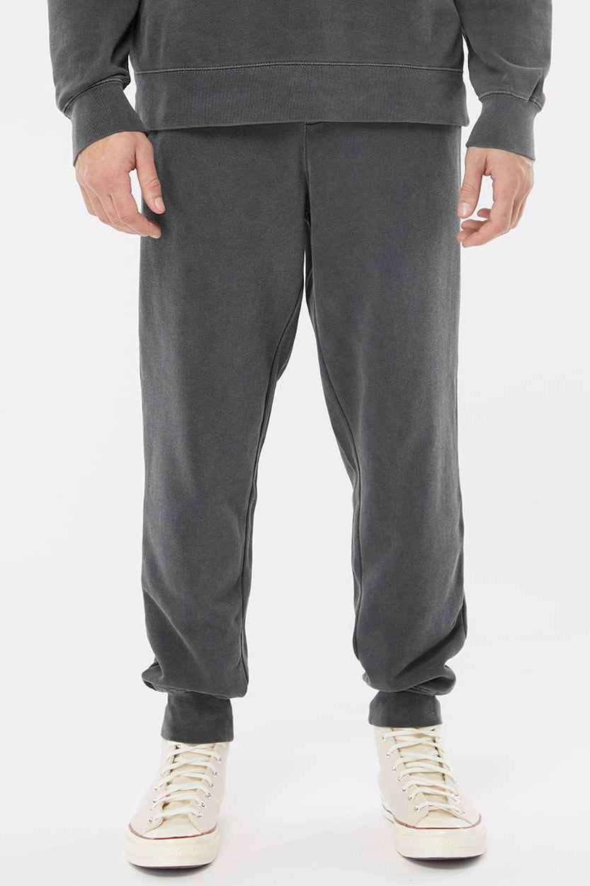 Independent Trading Company PRM50PTPD Mens Pigment Dyed Fleece Sweatpants w/ Pockets Black Model Front