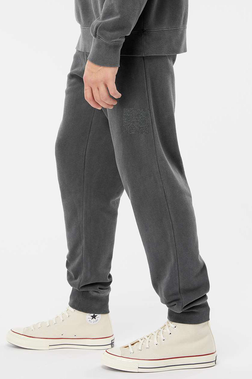 Independent Trading Company PRM50PTPD Mens Pigment Dyed Fleece Sweatpants w/ Pockets Black Model Side