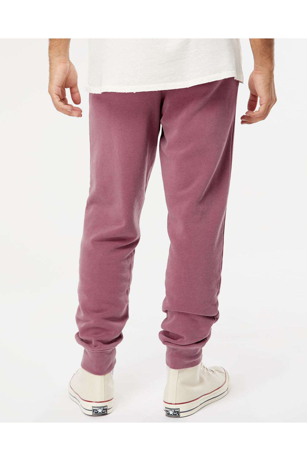 Independent Trading Co. PRM50PTPD Mens Pigment Dyed Fleece Sweatpants w/ Pockets Maroon Model Back