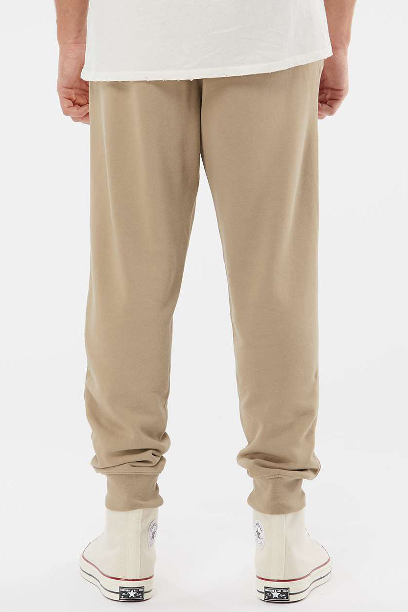 Independent Trading Company PRM50PTPD Mens Pigment Dyed Fleece Sweatpants w/ Pockets Sandstone Brown Model Back