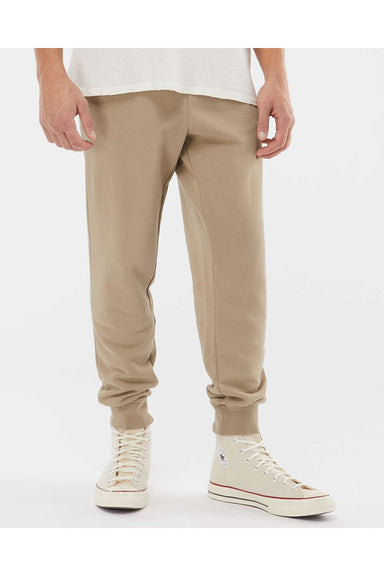 Independent Trading Co. PRM50PTPD Mens Pigment Dyed Fleece Sweatpants w/ Pockets Sandstone Brown Model Front