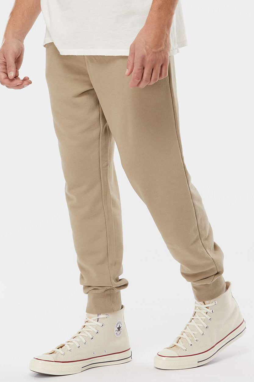 Independent Trading Company PRM50PTPD Mens Pigment Dyed Fleece Sweatpants w/ Pockets Sandstone Brown Model Side