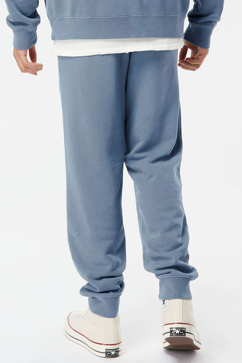 Independent Trading Company PRM50PTPD Mens Pigment Dyed Fleece Sweatpants w/ Pockets Slate Blue Model Back