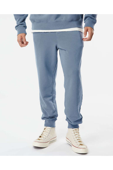Independent Trading Co. PRM50PTPD Mens Pigment Dyed Fleece Sweatpants w/ Pockets Slate Blue Model Front