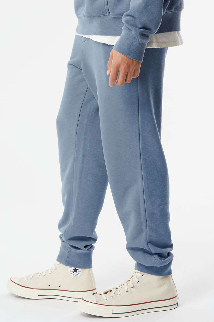 Independent Trading Company PRM50PTPD Mens Pigment Dyed Fleece Sweatpants w/ Pockets Slate Blue Model Side