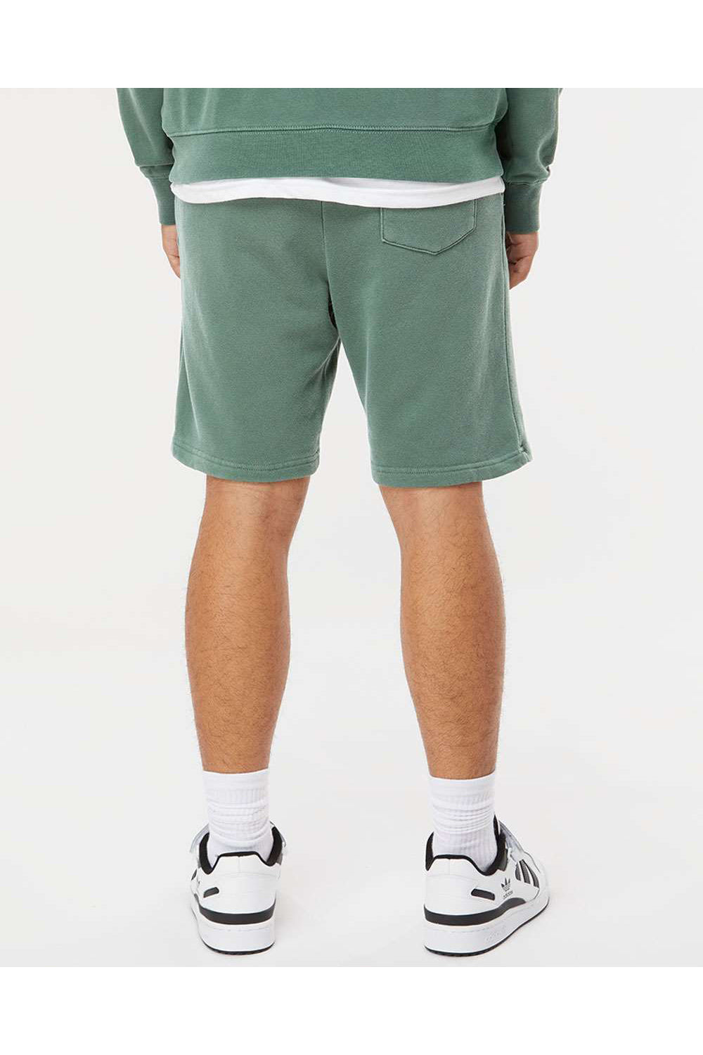 Independent Trading Co. PRM50STPD Mens Pigment Dyed Fleece Shorts w/ Pockets Alpine Green Model Back