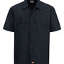 Dickies Mens Moisture Wicking Short Sleeve Button Down Work Shirt w/ Double Pockets - Black - NEW