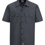 Dickies Mens Moisture Wicking Short Sleeve Button Down Work Shirt w/ Double Pockets - Charcoal Grey - NEW