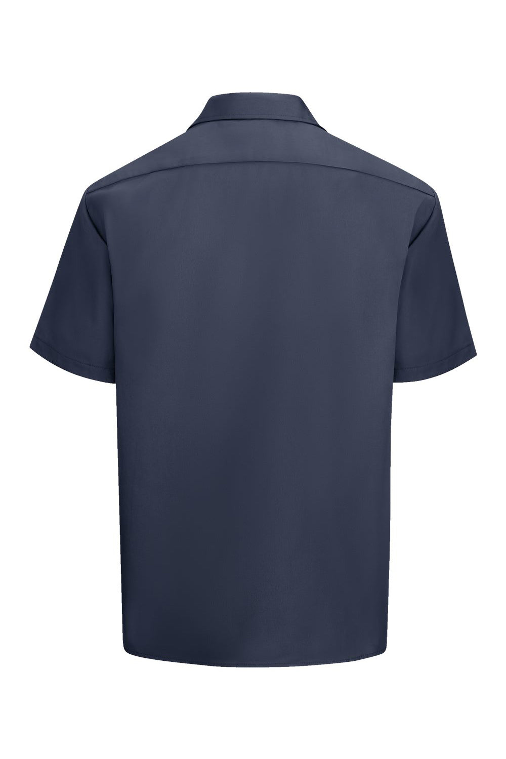 Dickies 2574 Mens Moisture Wicking Short Sleeve Button Down Work Shirt w/ Double Pockets Dark Navy Blue Flat Back