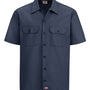 Dickies Mens Moisture Wicking Short Sleeve Button Down Work Shirt w/ Double Pockets - Dark Navy Blue - NEW