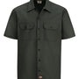 Dickies Mens Moisture Wicking Short Sleeve Button Down Work Shirt w/ Double Pockets - Olive Green - NEW