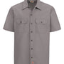 Dickies Mens Moisture Wicking Short Sleeve Button Down Work Shirt w/ Double Pockets - Silver Grey - NEW